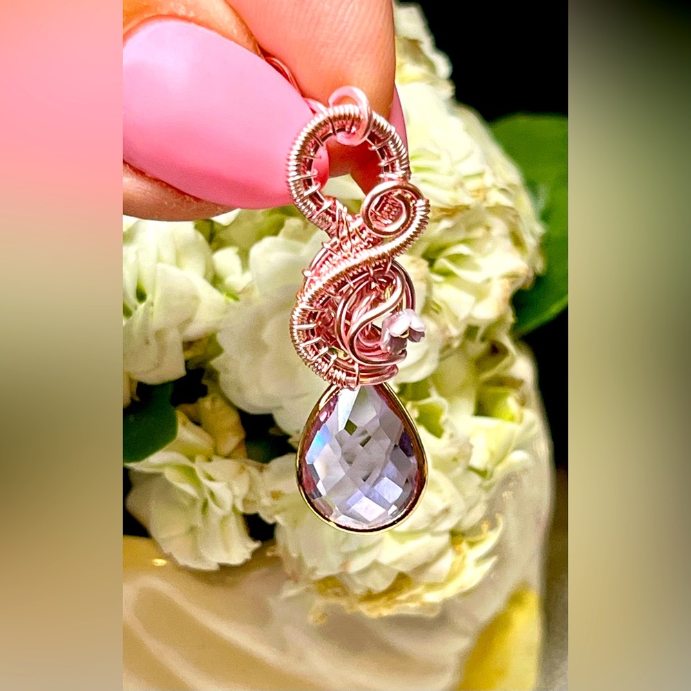 Swirls for girls-custom made bespoke pendant-in pink and lilac drop